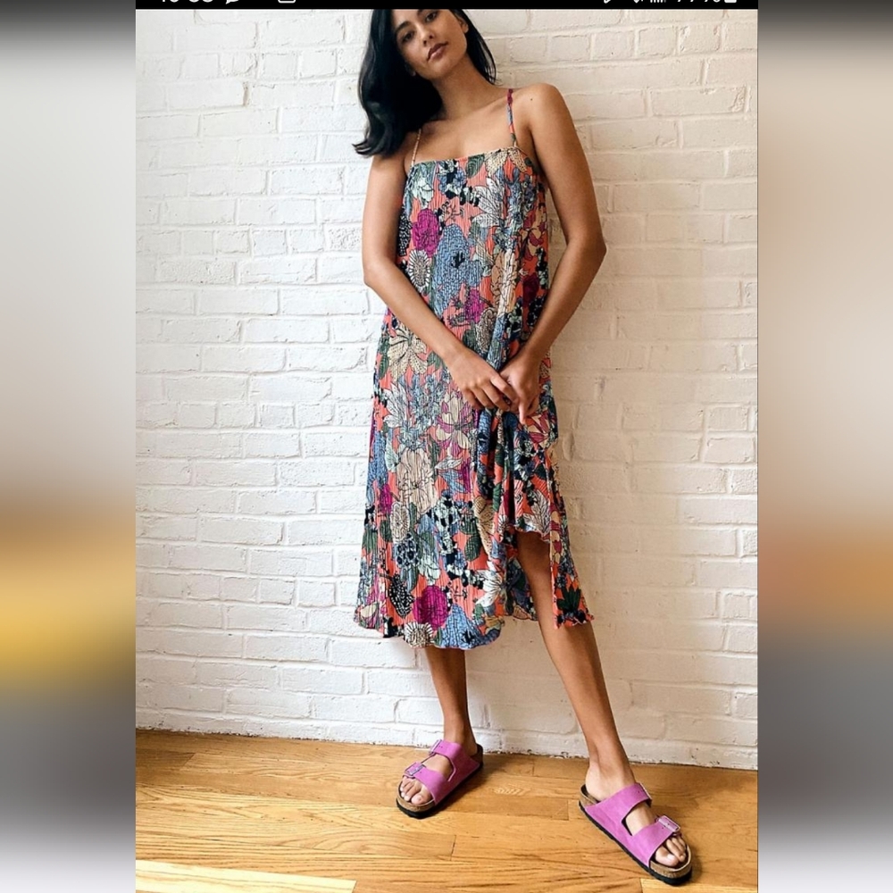 Anthropologie floral slip dress large